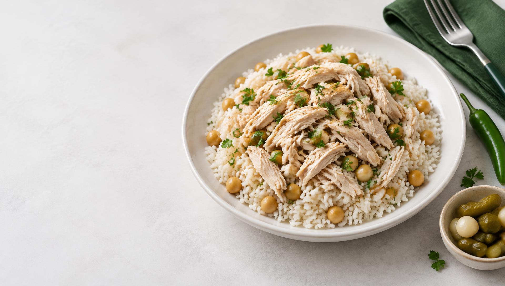 Tavuk Pilav mit Reis, Hähnchen und Kichererbsen – Serviervorschlag